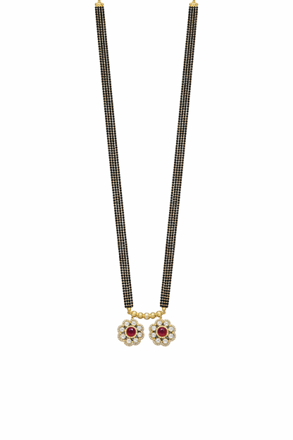 Traditional Long Black Beads Tanmaniya Mangalsutra with Antique Gold Plated Pendant for Women (SJN_347_D1)