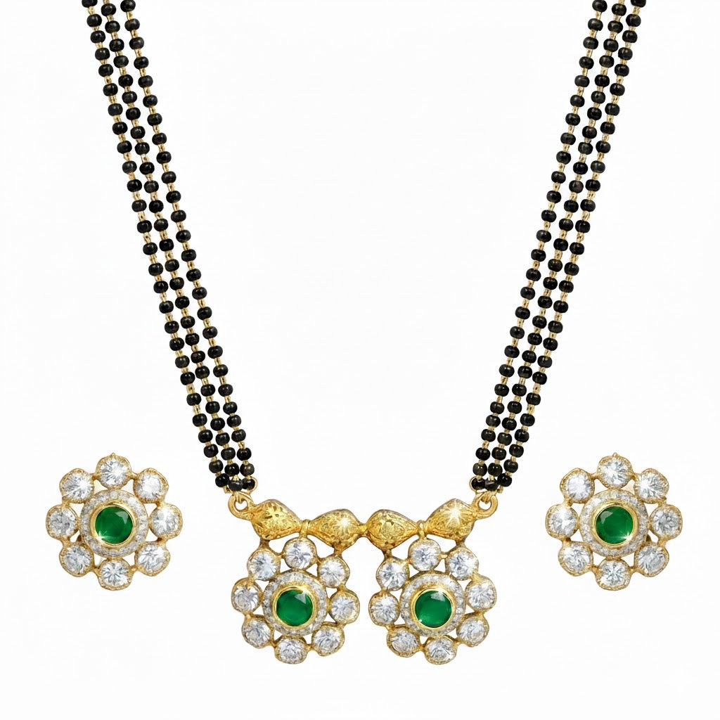 Traditional Long Black Beads Tanmaniya Mangalsutra with Antique Gold Plated Pendant for Women (SJN_347_D2)