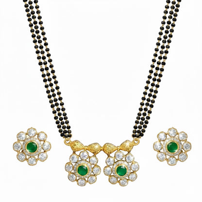 Traditional Long Black Beads Tanmaniya Mangalsutra with Antique Gold Plated Pendant for Women (SJN_347_D2)
