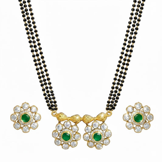 Traditional Long Black Beads Tanmaniya Mangalsutra with Antique Gold Plated Pendant for Women (SJN_347_D2)
