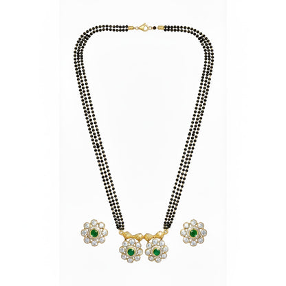 Traditional Long Black Beads Tanmaniya Mangalsutra with Antique Gold Plated Pendant for Women (SJN_347_D2)