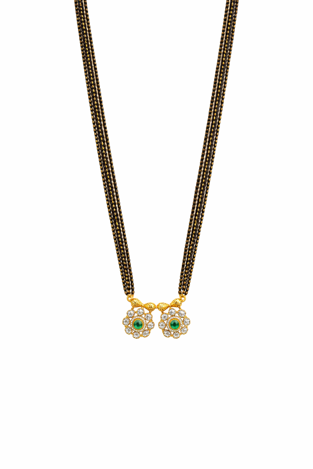 Traditional Long Black Beads Tanmaniya Mangalsutra with Antique Gold Plated Pendant for Women (SJN_347_D2)