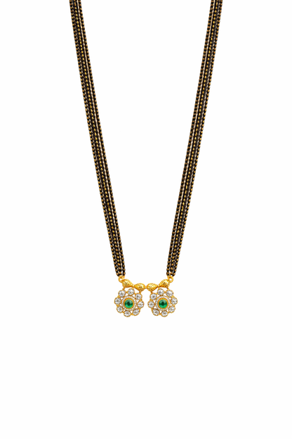 Traditional Long Black Beads Tanmaniya Mangalsutra with Antique Gold Plated Pendant for Women (SJN_347_D2)