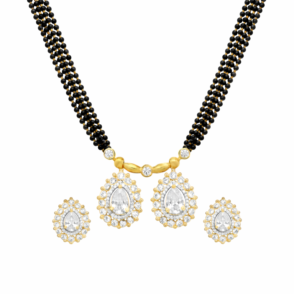 Traditional Long Black Beads Tanmaniya Mangalsutra with Antique Gold Plated Pendant for Women (SJN_347_D3)