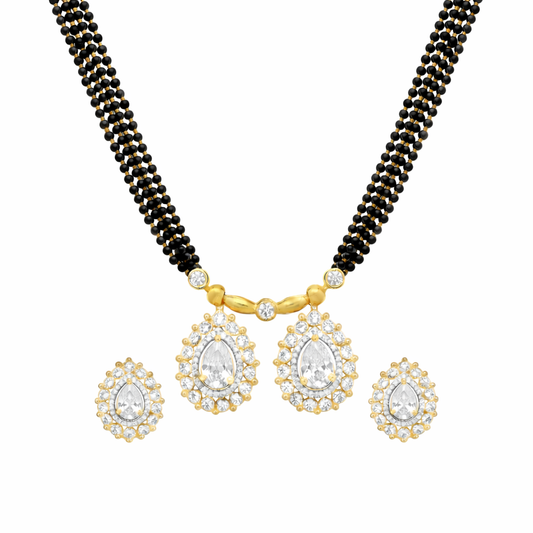 Traditional Long Black Beads Tanmaniya Mangalsutra with Antique Gold Plated Pendant for Women (SJN_347_D3)