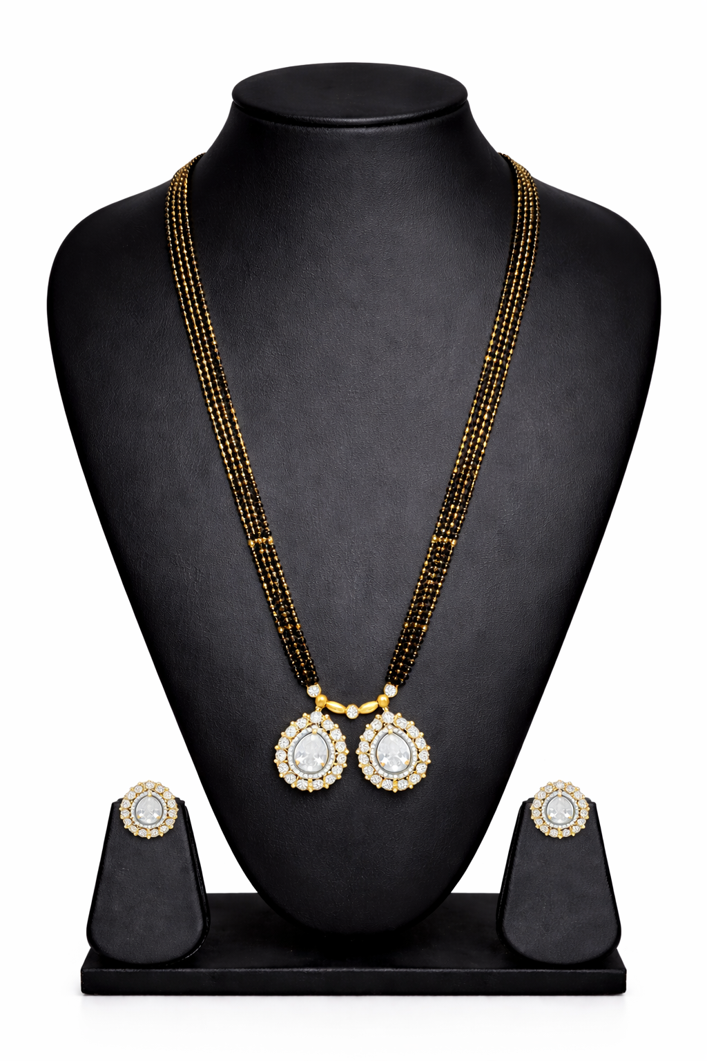 Traditional Long Black Beads Tanmaniya Mangalsutra with Antique Gold Plated Pendant for Women (SJN_347_D3)