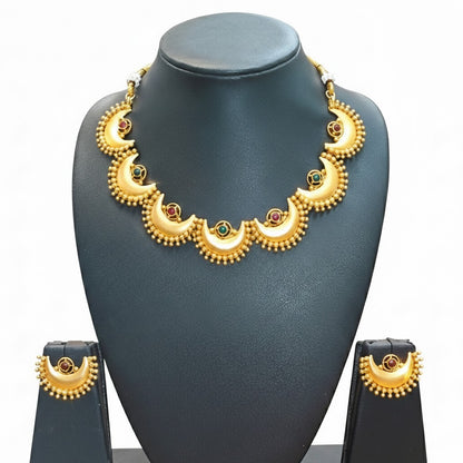 Antique Gold Plated Chand-Tara Design Necklace & Earring Set for Women SJN_349