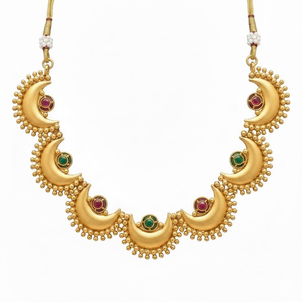 Antique Gold Plated Chand-Tara Design Necklace & Earring Set for Women SJN_349