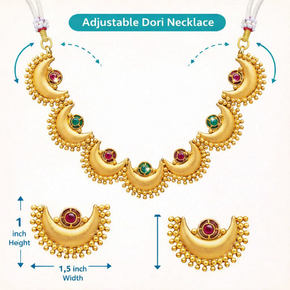 Antique Gold Plated Chand-Tara Design Necklace & Earring Set for Women SJN_349