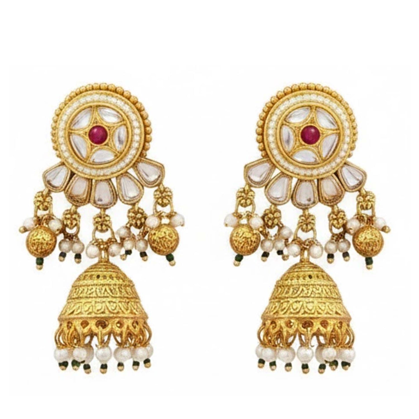 Shining Jewel Traditional Bridal Style Gold Plated Beaded Necklace Set with Matching Jhumka Earrings & Maang Tikka for Women - SJN_352