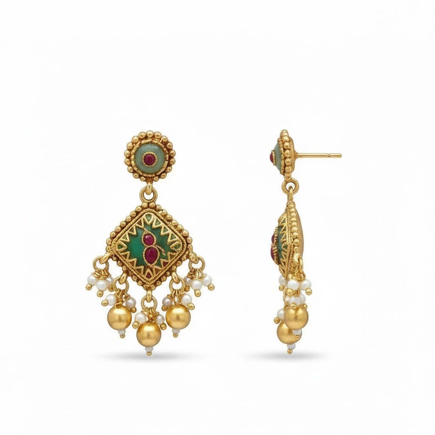 Shining Jewel Traditional Gold Plated Necklace Set with Matching Earrings – Imitation Jewellery for Women SJN_355