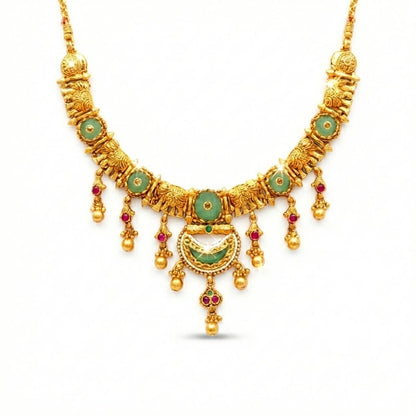 Traditional Gold Plated Necklace Set with Matching Earrings for Women SJN_356