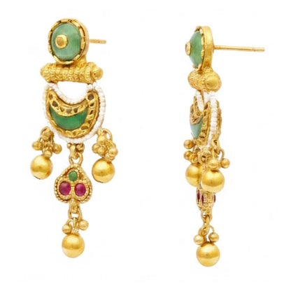 Traditional Gold Plated Necklace Set with Matching Earrings for Women SJN_356