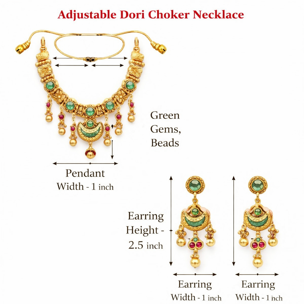 Traditional Gold Plated Necklace Set with Matching Earrings for Women SJN_356