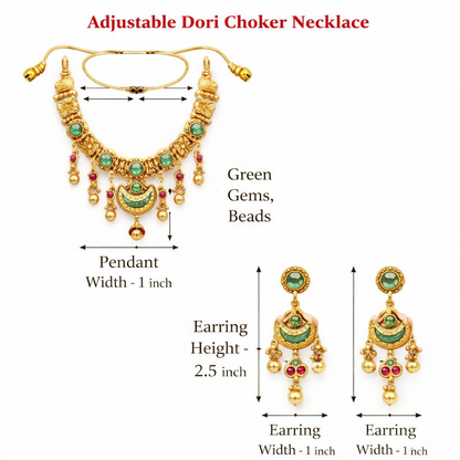 Traditional Gold Plated Necklace Set with Matching Earrings for Women SJN_356