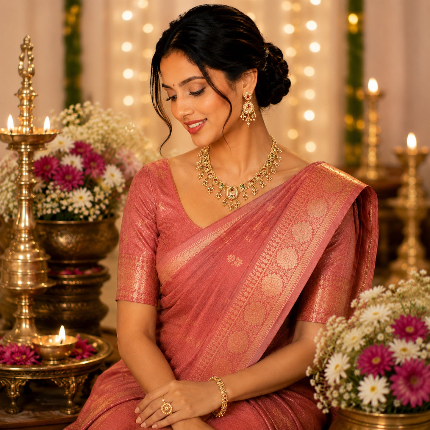 Traditional Indian Heritage Gold Plated Kundan,CZ, Studded Choker Wedding, Bridal Dori Necklace with Matching Earring Jewelry Set For Women (SJN_357_D1)