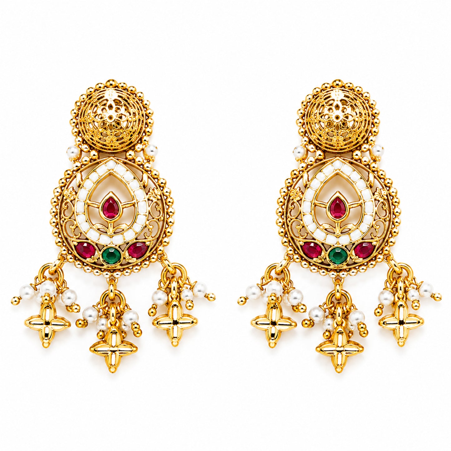 Traditional Indian Heritage Gold Plated Kundan,CZ, Studded Choker Wedding, Bridal Dori Necklace with Matching Earring Jewelry Set For Women (SJN_357_D1)