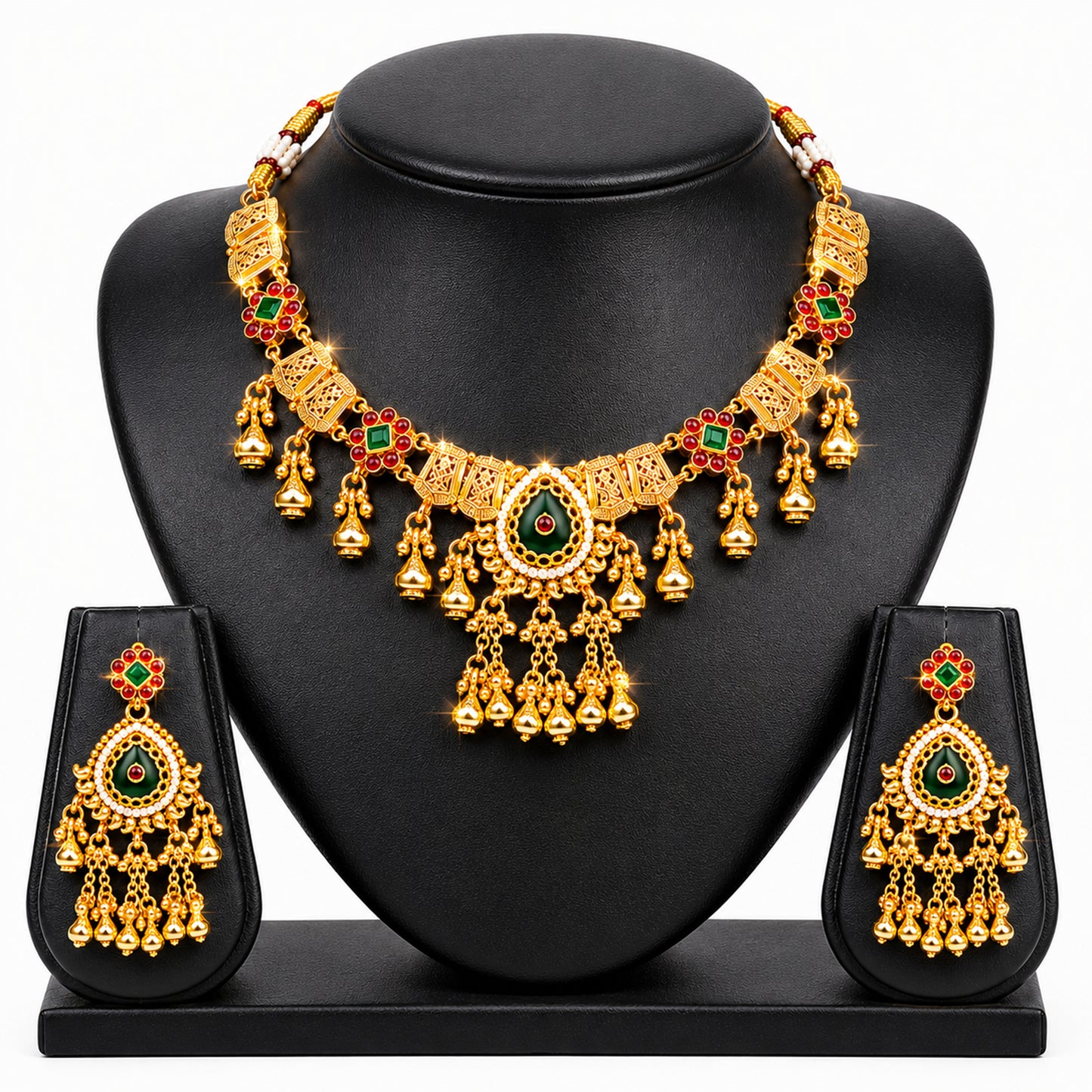 Traditional Indian Heritage Gold Plated Kundan,CZ, Studded Choker Wedding, Bridal Dori Necklace with Matching Earring Jewelry Set For Women (SJN_357_D2)