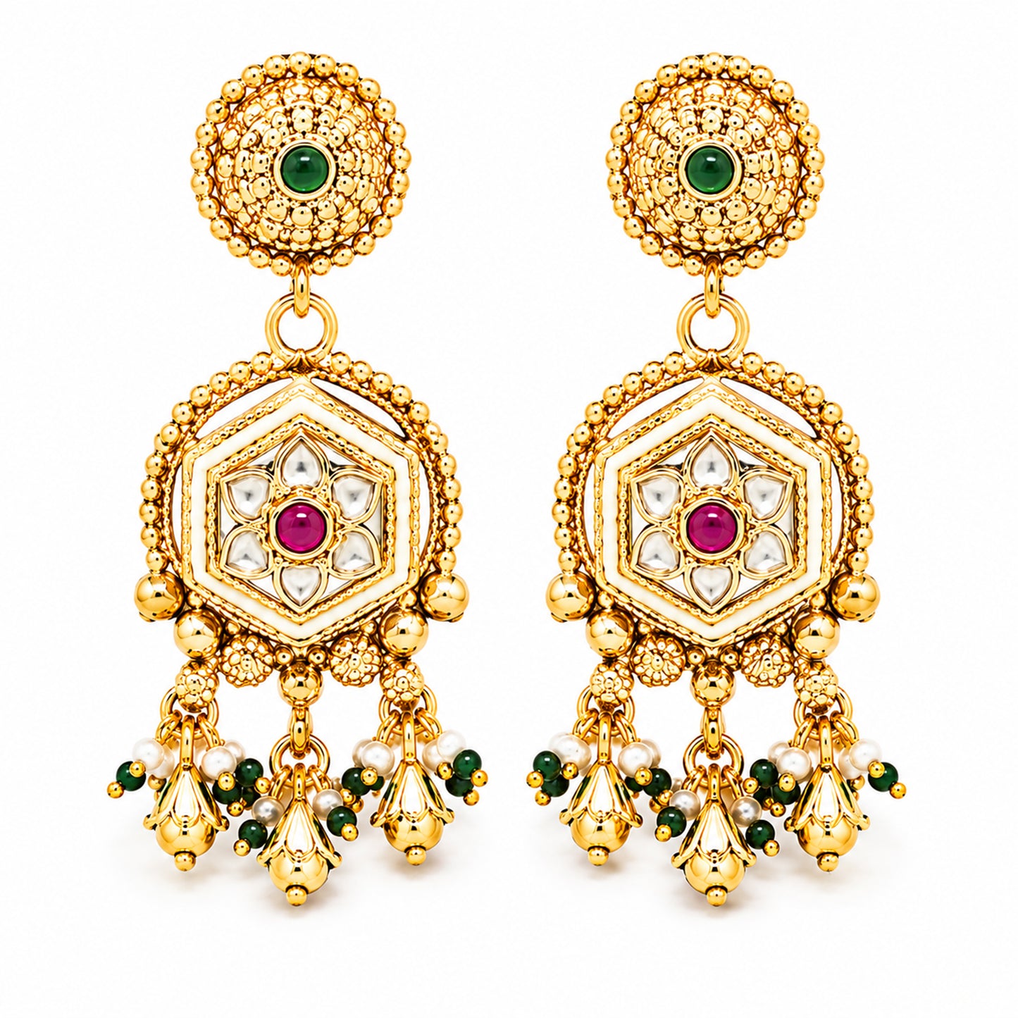 Traditional Indian Heritage Gold Plated Kundan,CZ, Studded Choker Wedding, Bridal Dori Necklace with Matching Earring Jewelry Set For Women (SJN_358_D2)