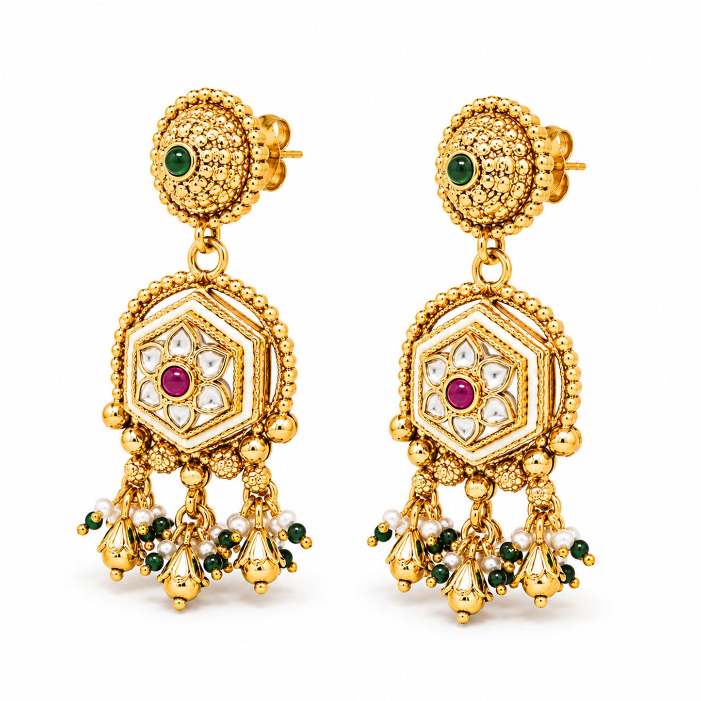 Traditional Indian Heritage Gold Plated Kundan,CZ, Studded Choker Wedding, Bridal Dori Necklace with Matching Earring Jewelry Set For Women (SJN_358_D2)