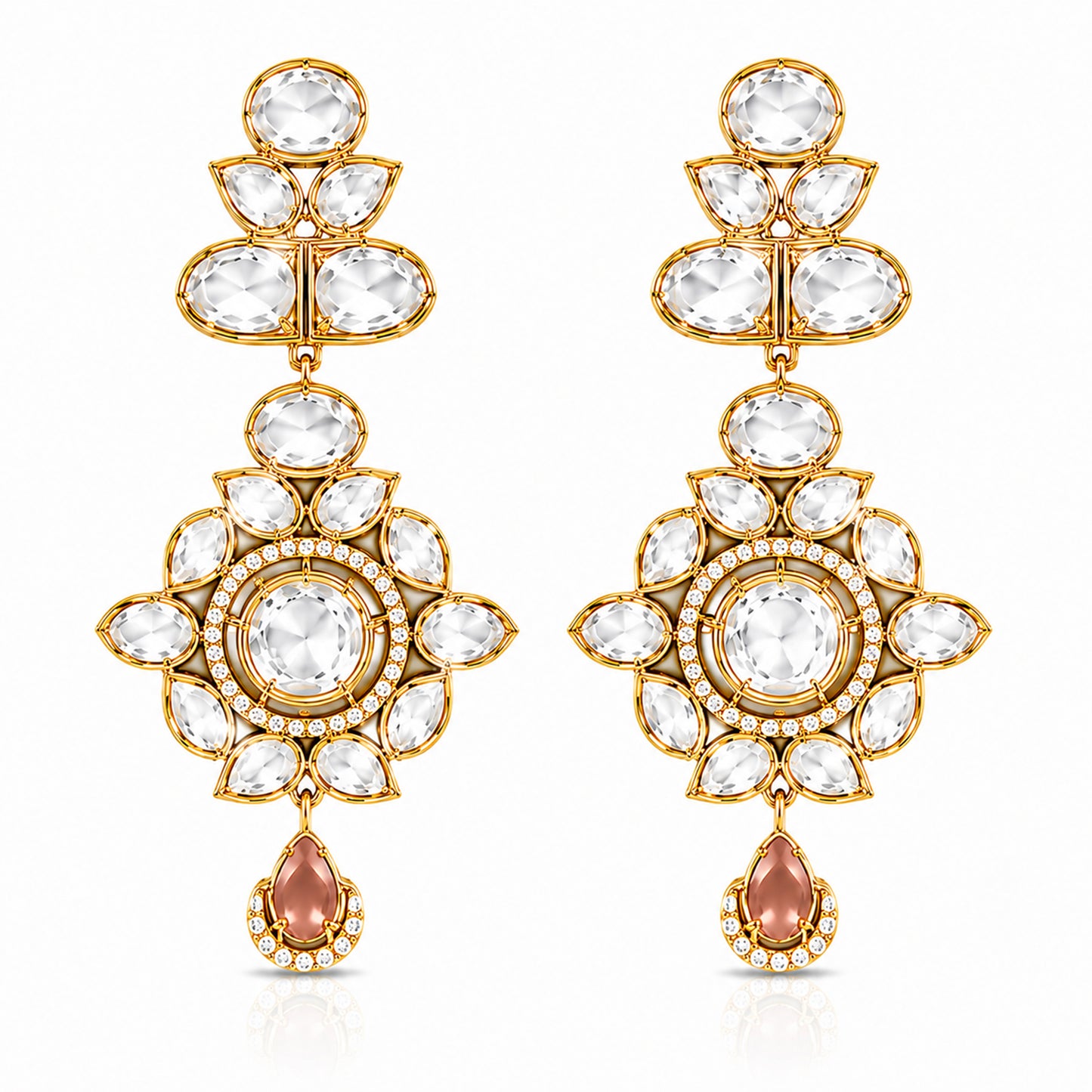 Traditional Indian Antique Gold Plated Kundan Polki Bridal Necklace Set with Multicolor Accents for Women (SJN_359_MT)