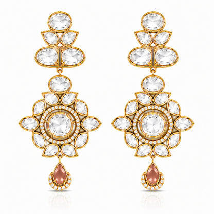 Traditional Indian Antique Gold Plated Kundan Polki Bridal Necklace Set with Multicolor Accents for Women (SJN_359_MT)