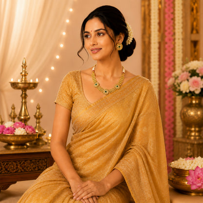 Traditional Antique Gold Plated Kundan Polki Choker Necklace Set with Green Stones for Women (SJN_360_G)