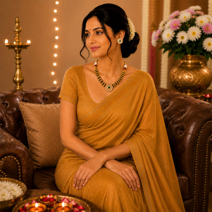 Traditional Antique Gold Plated Kundan Polki Choker Necklace Set with Green Stones for Women (SJN_361_G)