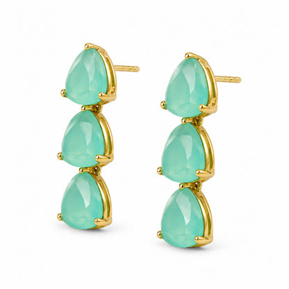 Antique Gold Plated Large CZ, Crystal & AD Studded Single Line Uneven Necklace Set with Earrings for Women - Green/Mint Green (SJN_362_G)