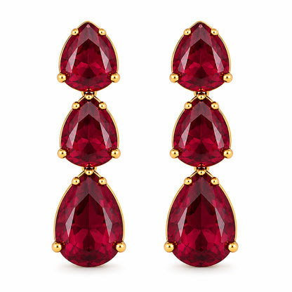 Antique Gold Plated Large CZ, Crystal & AD Studded Single Line Uneven Necklace Set with Earrings for Women - Maroon (SJN_362_M)