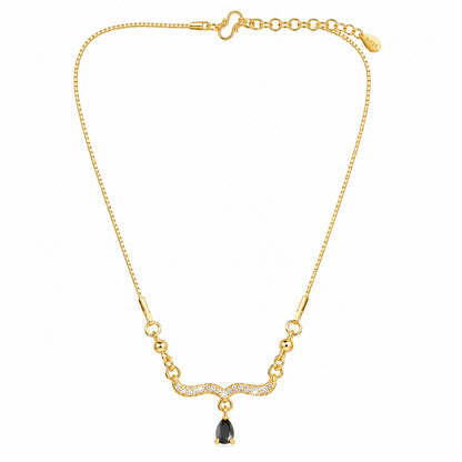 Traditional Gold Plated Pendant Chain with Black stone for Womens (SJN_366_BK)