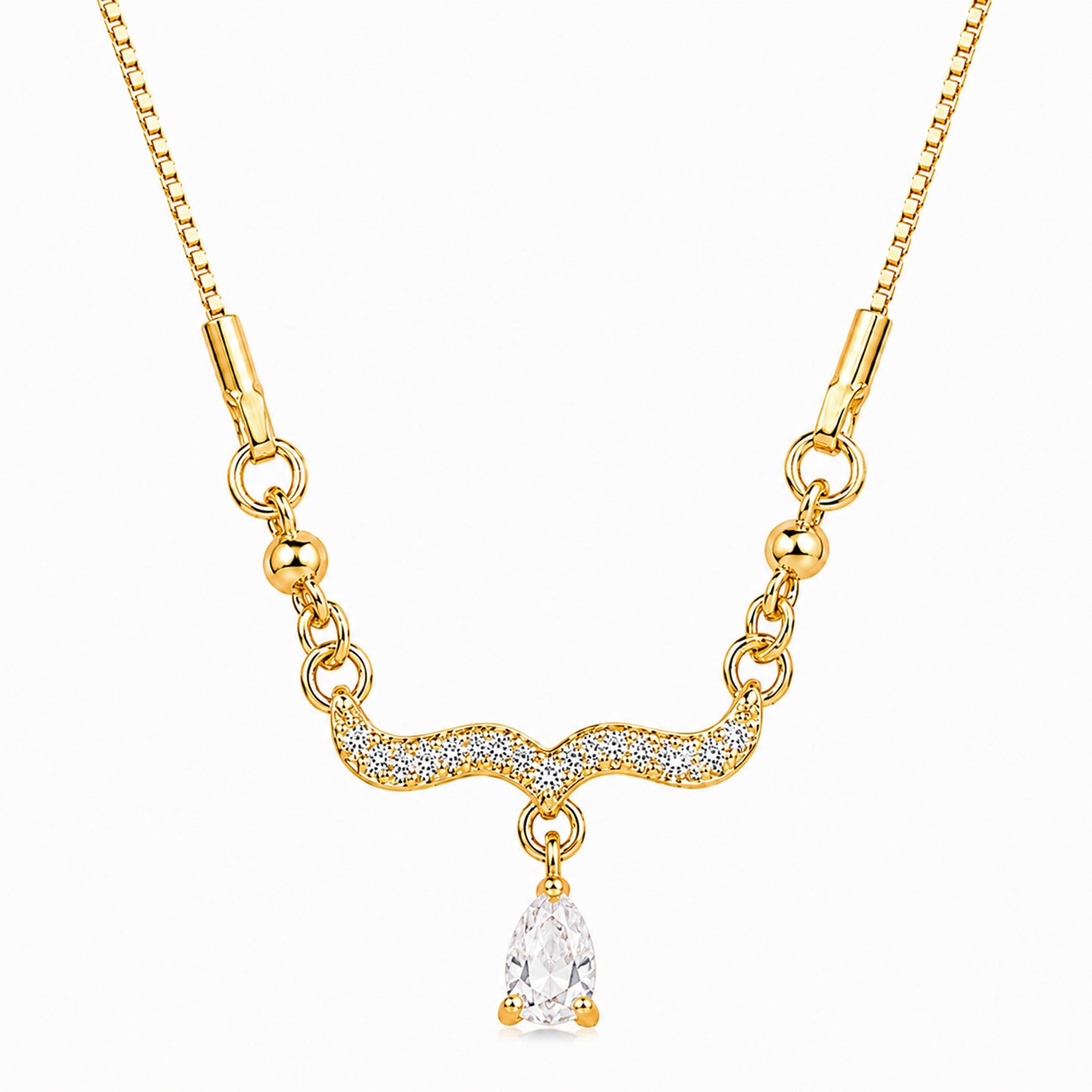 Traditional Gold Plated Pendant Chain with Black stone for Womens (SJN_366_BK)