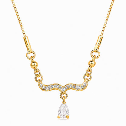 Traditional Gold Plated Pendant Chain with Black stone for Womens (SJN_366_BK)