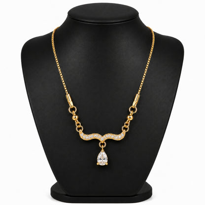 Traditional Gold Plated Pendant Chain with Black stone for Womens (SJN_366_BK)