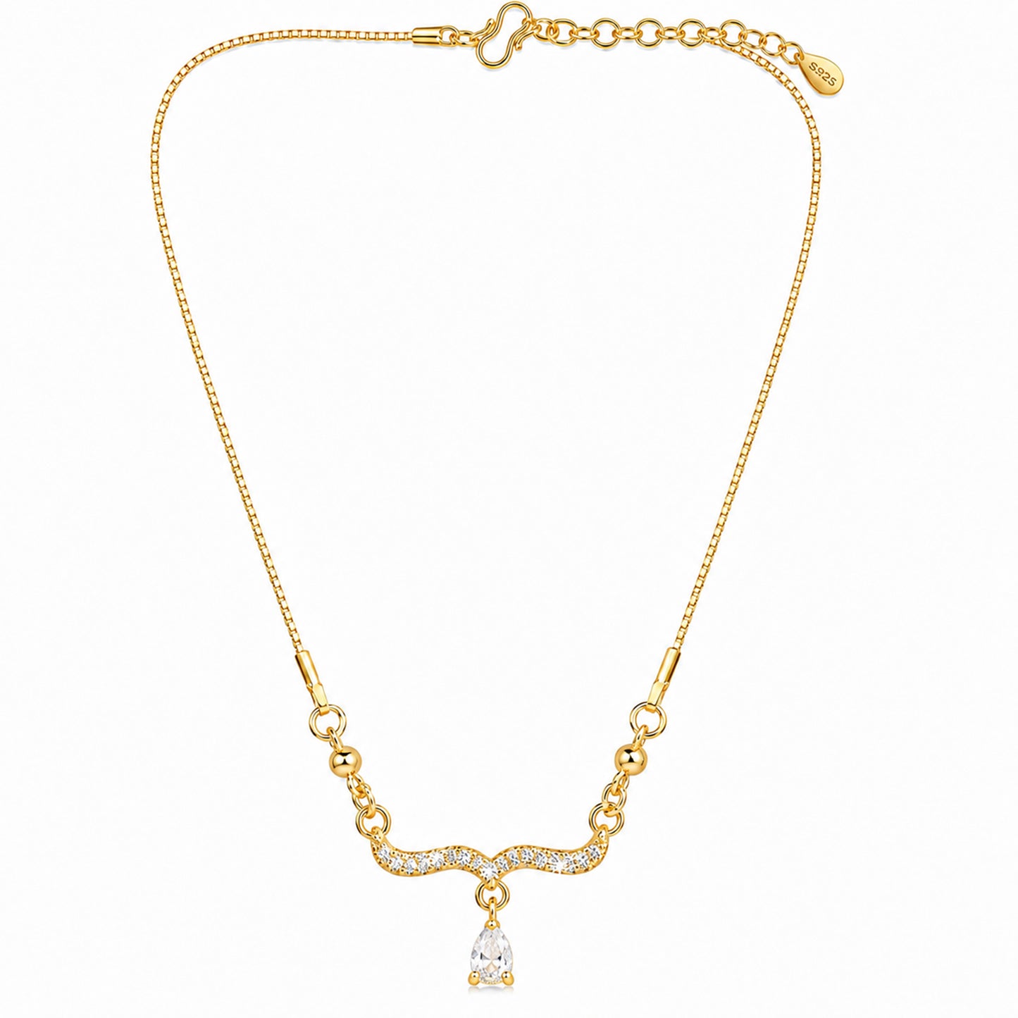 Traditional Gold Plated Pendant Chain with Black stone for Womens (SJN_366_BK)