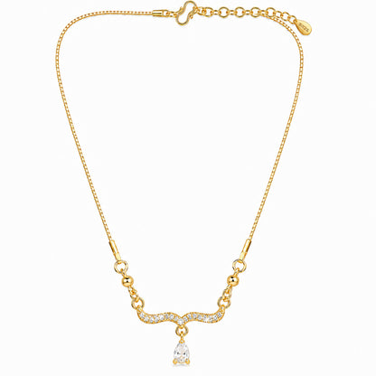 Traditional Gold Plated Pendant Chain with Black stone for Womens (SJN_366_BK)