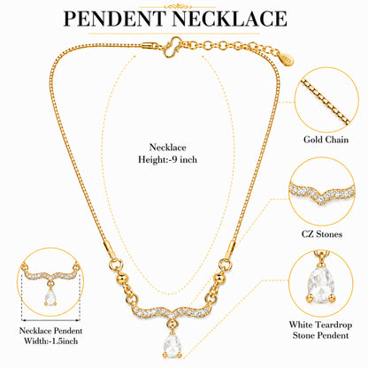 Traditional Gold Plated Pendant Chain with Black stone for Womens (SJN_366_BK)
