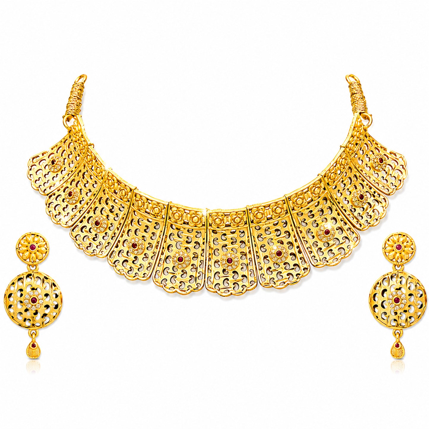 Traditional Indian Gold Plated  Bridal Dulhan Choker Jewellery Set with Earrings For Women (SJN_369)