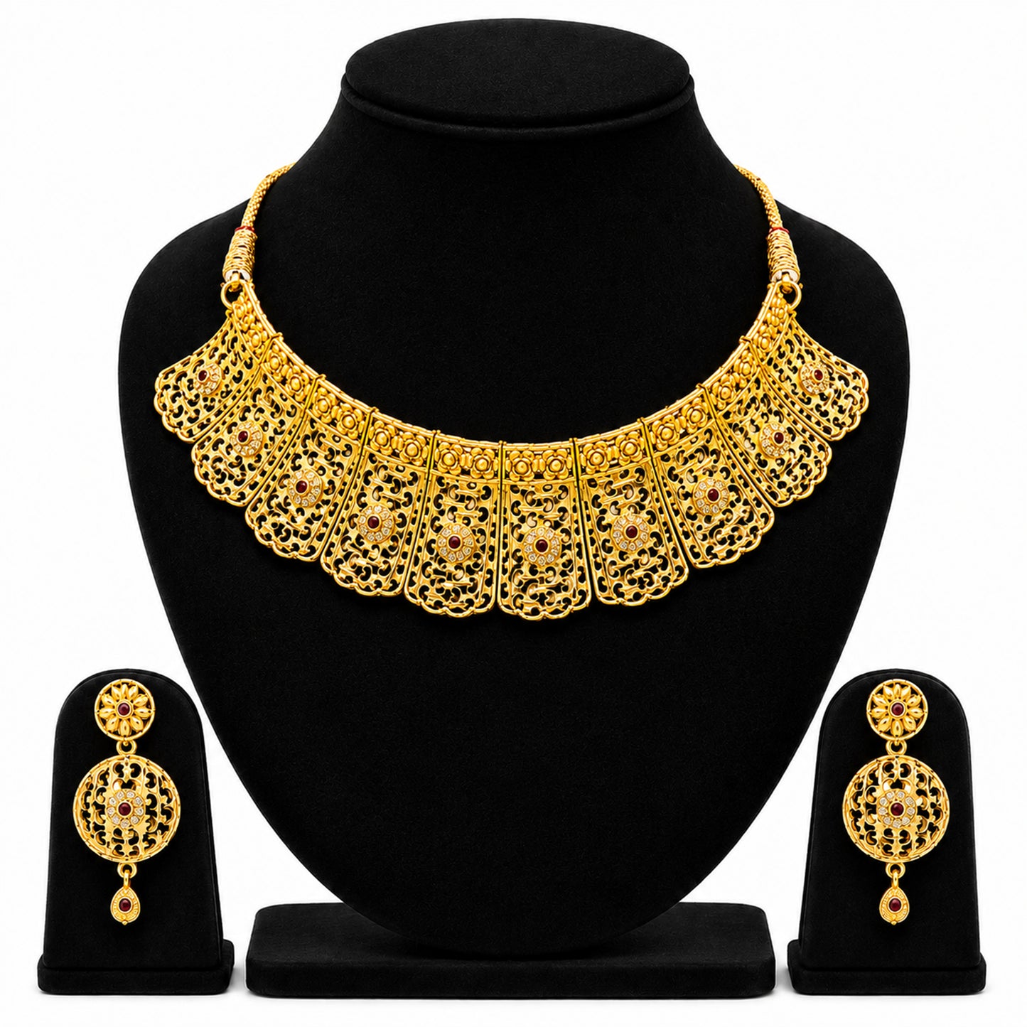 Traditional Indian Gold Plated  Bridal Dulhan Choker Jewellery Set with Earrings For Women (SJN_369)