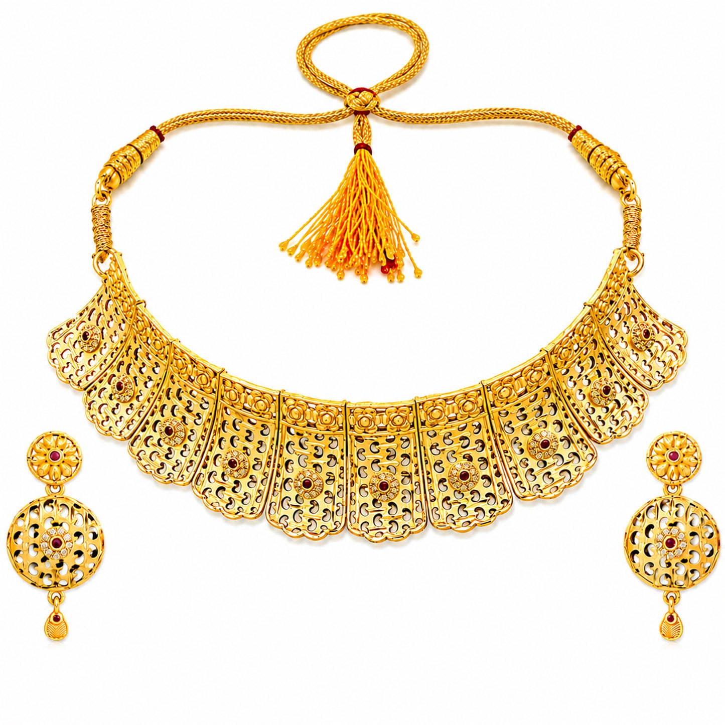 Traditional Indian Gold Plated  Bridal Dulhan Choker Jewellery Set with Earrings For Women (SJN_369)