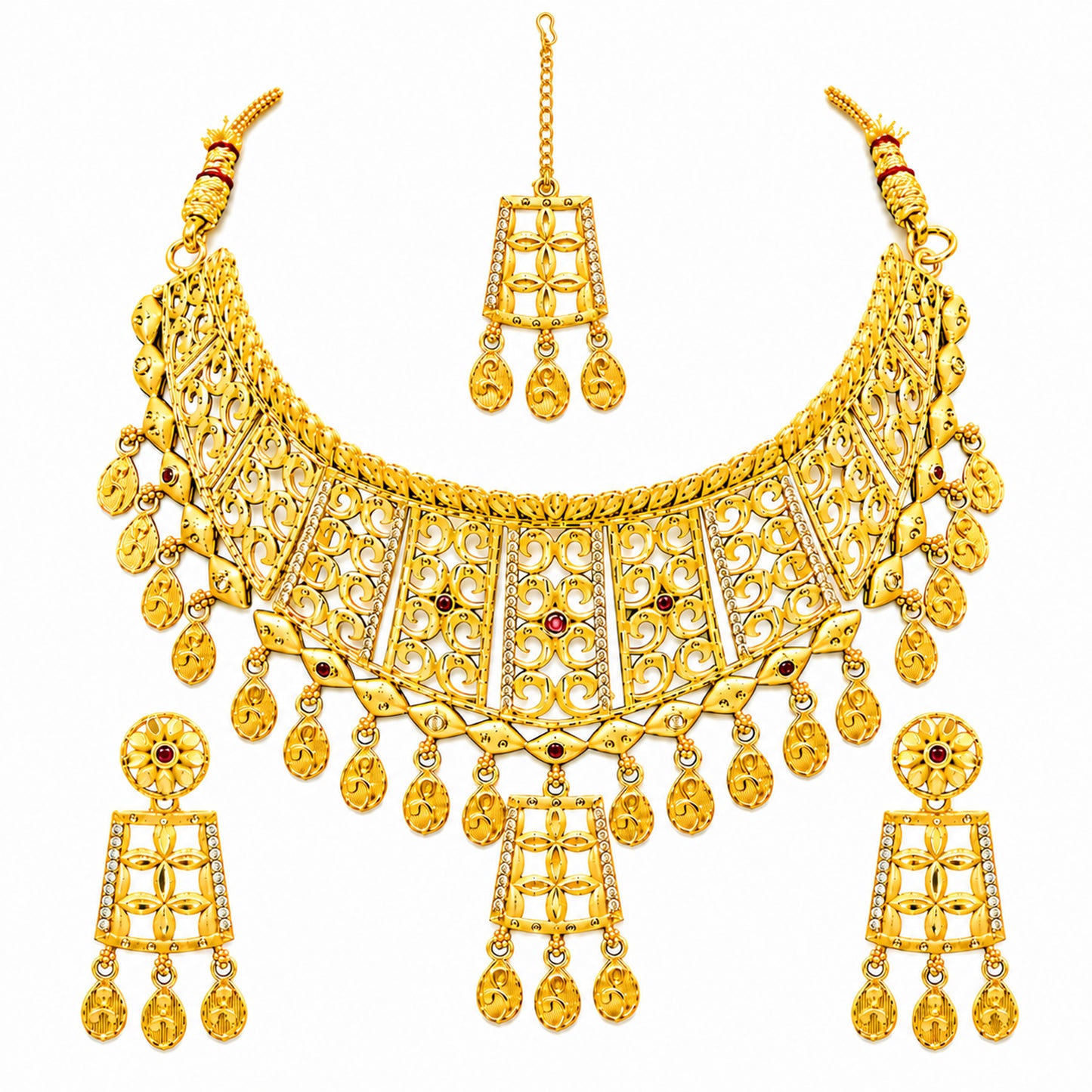 Traditional Indian Gold Plated  Bridal Dulhan Choker Jewellery Set with Earrings For Women (SJN_370)