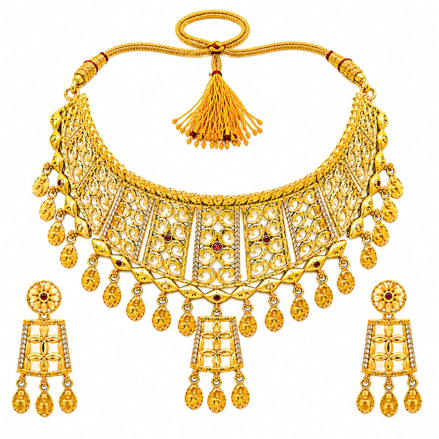 Traditional Indian Gold Plated  Bridal Dulhan Choker Jewellery Set with Earrings For Women (SJN_370)