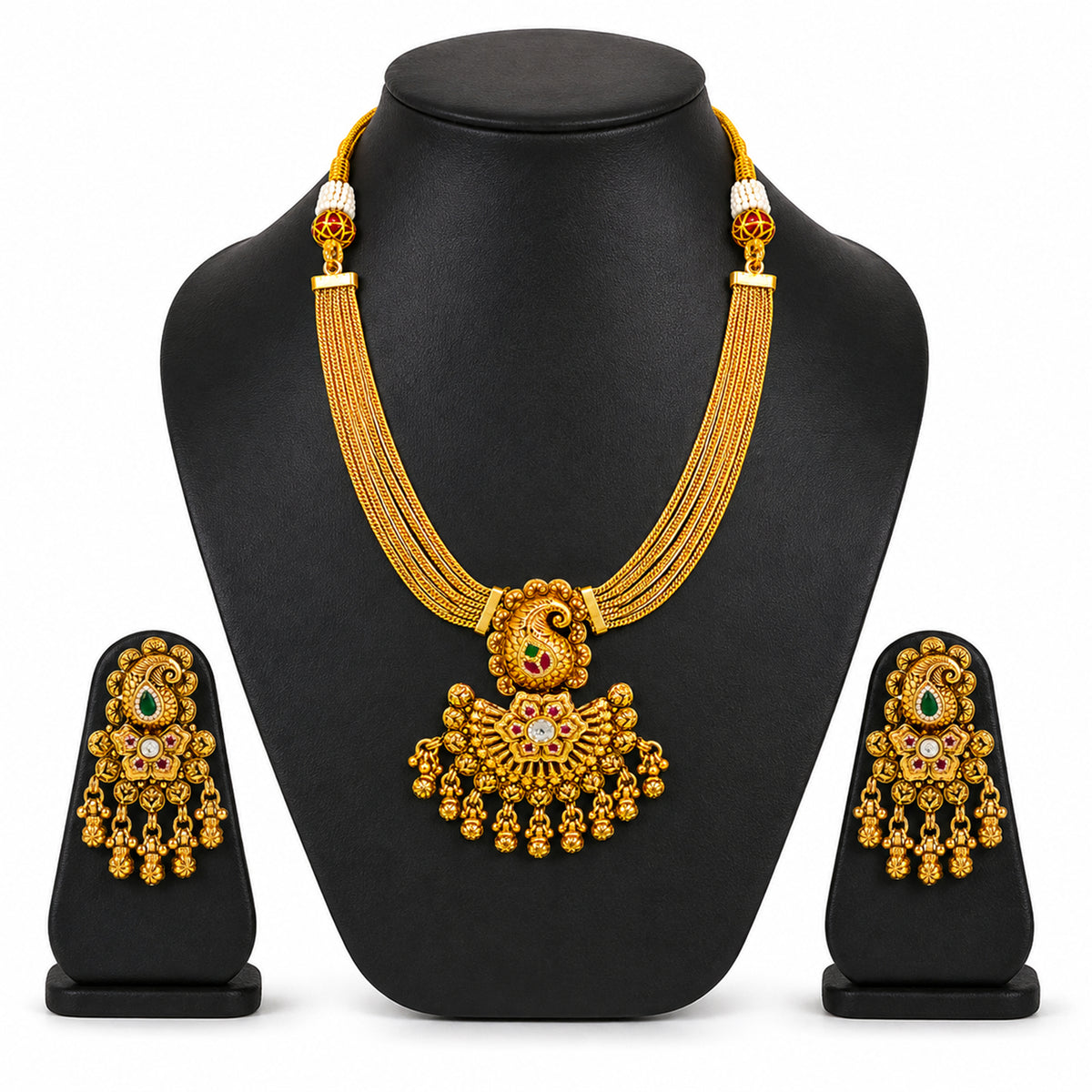 Traditional Indian Gold Plated Adjustable Long Jewellery Set with Earrings For Women (SJN_371)