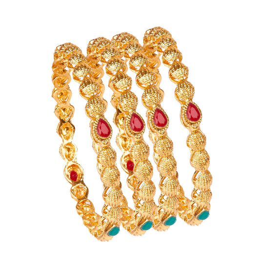 22K Traditional Gold Kada Bangle Set for Women (Set of 4 Bangles)  (SJ_3253)