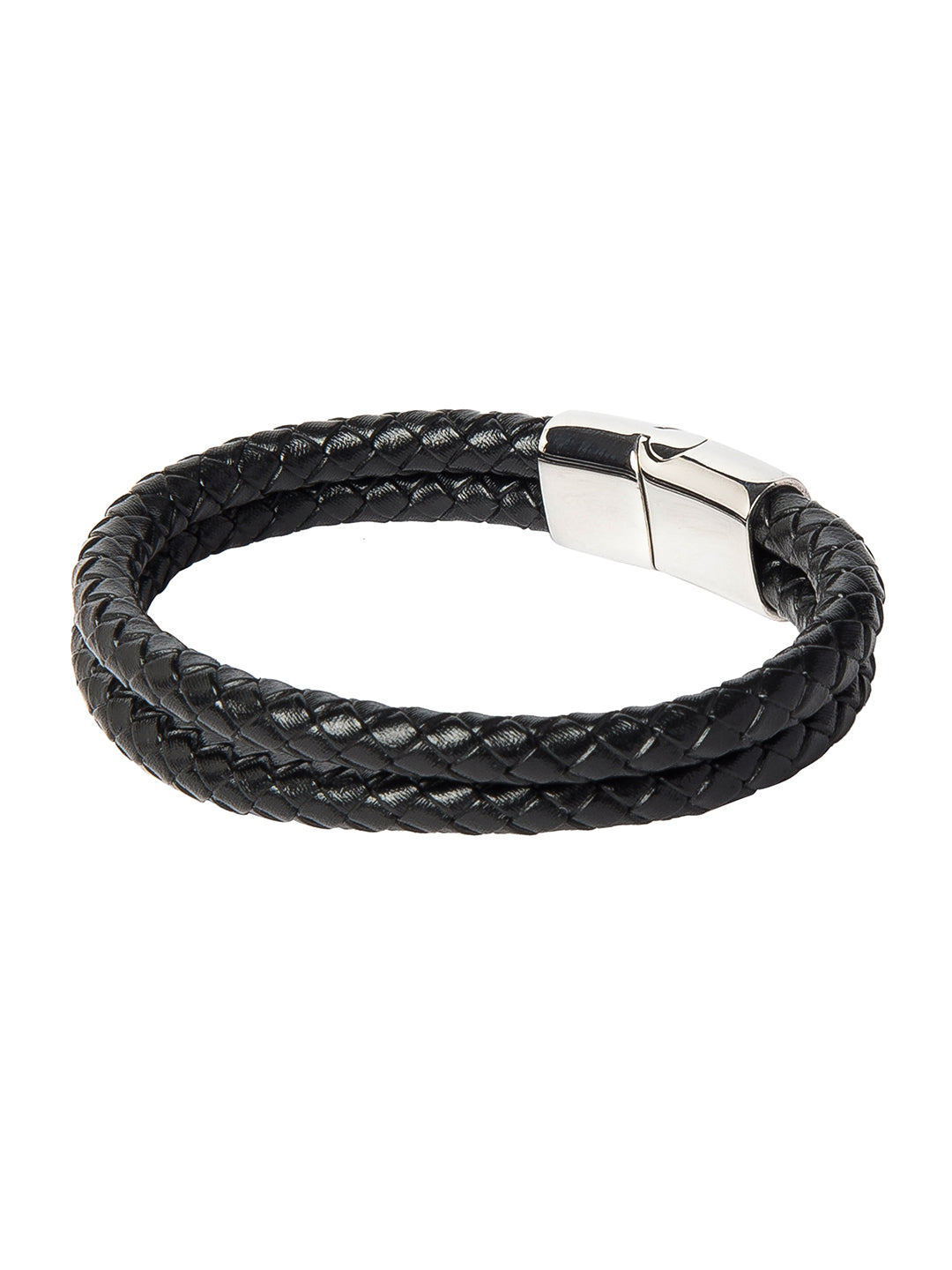 Braided Designer Stainless Steel and Leather Bracelet for Men, Boys and Women [Unisex] Black (SJ_3348_S)