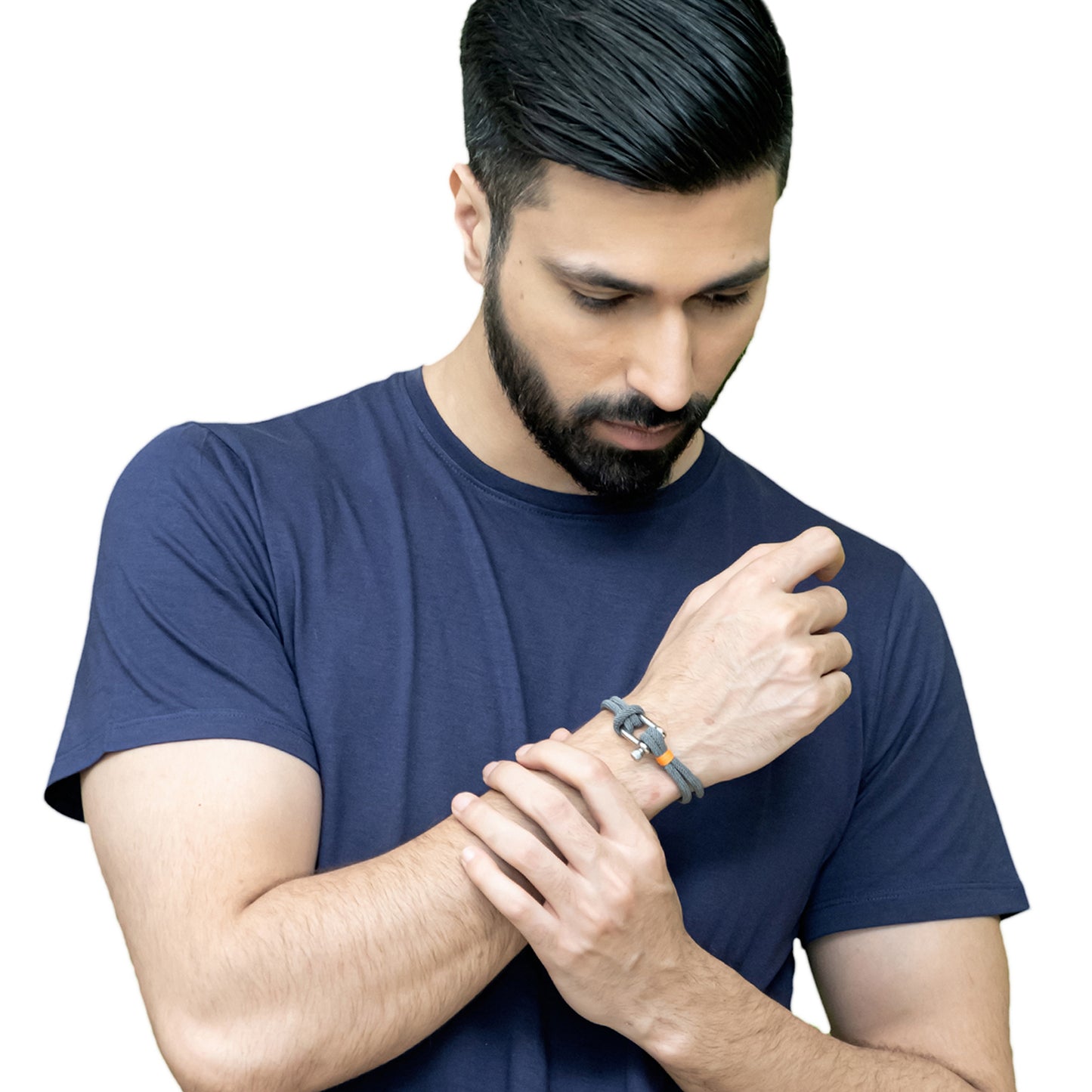 Combo of 2 Black and Grey Cotton Rope Bracelets for Men with Stainless Steel Screw Closure - SJLB_05