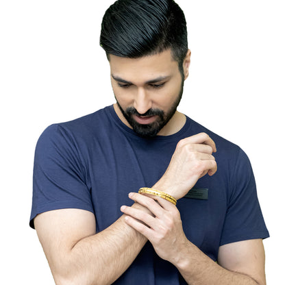 Signature Style Gold & Silver Brass Kada Combo for Men (Set of 2) - SJKC_09