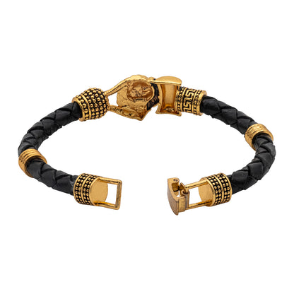 Shining Jewel Gold Healing and Powerful Adjustable Leather Bracelet for Men (SJ_3575)