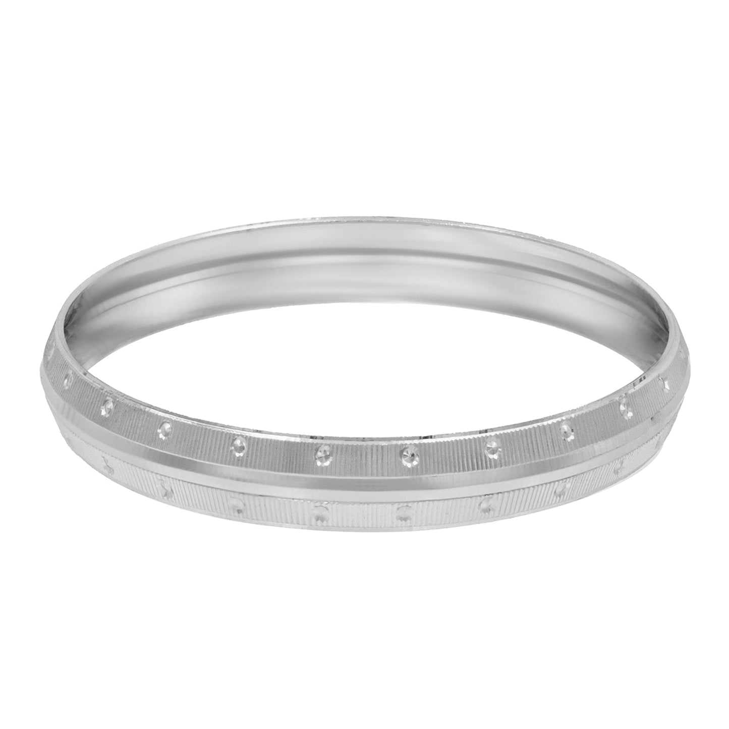 Shining Jewel Designer Stylish Self Design Silver Plated Colour Kada for Men (SJ_3581_S_P)