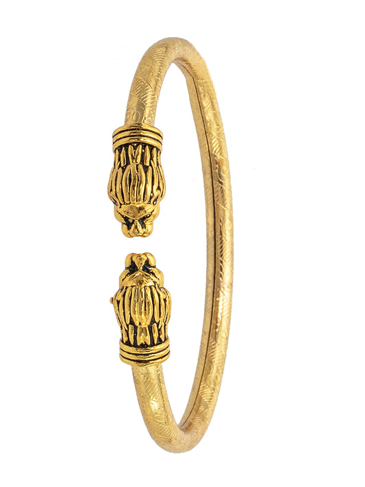 Traditional Indian Gold Plated Punjabi Sikh Brass Kada Bracelet for Men - (SJ_3584_G)